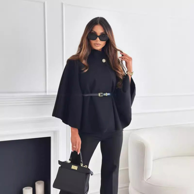 Veste Col Montant avec Ceinture