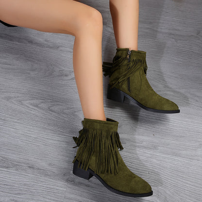 Bottines à Franges et Talons Épais