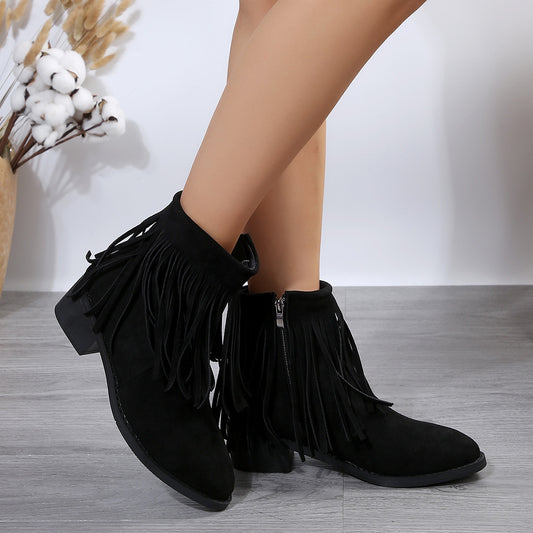 Bottines à Franges et Talons Épais